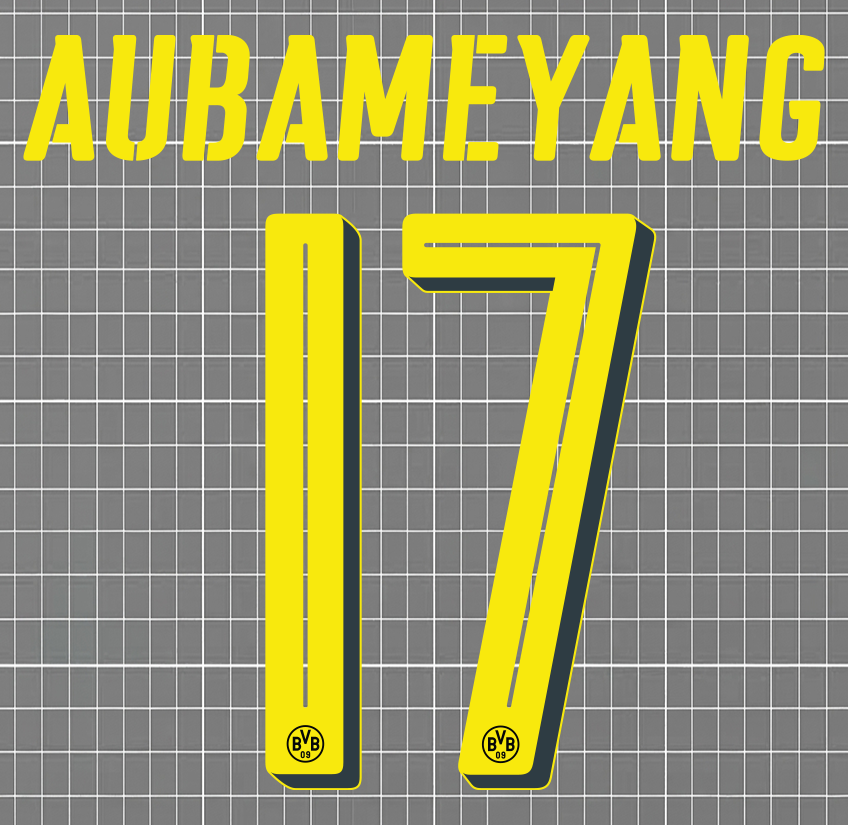Aubameyang #17 Borussia Dortmund 2016-18 Away Nameset - Wizkits