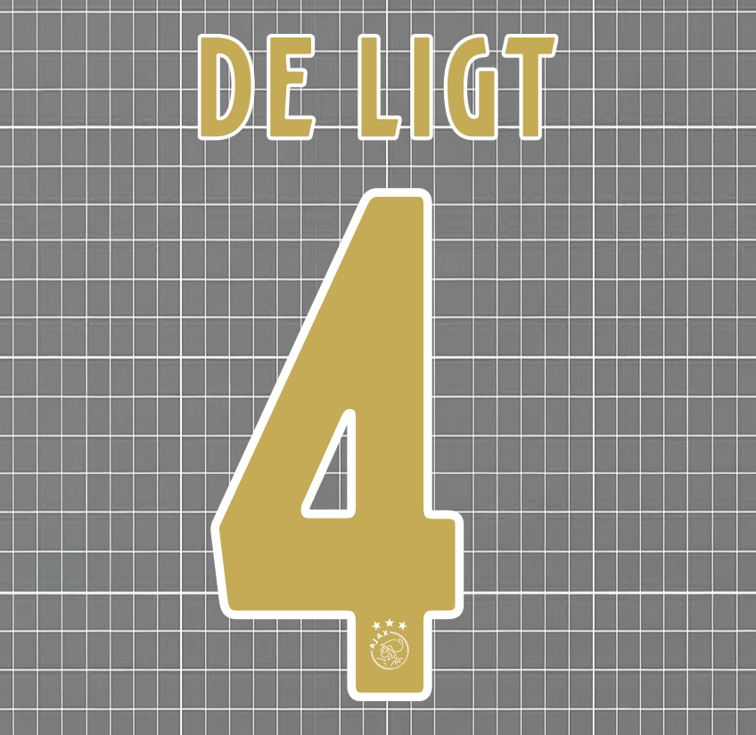 De Ligt #4 Ajax 2018/19 Away Nameset Blockout HTV