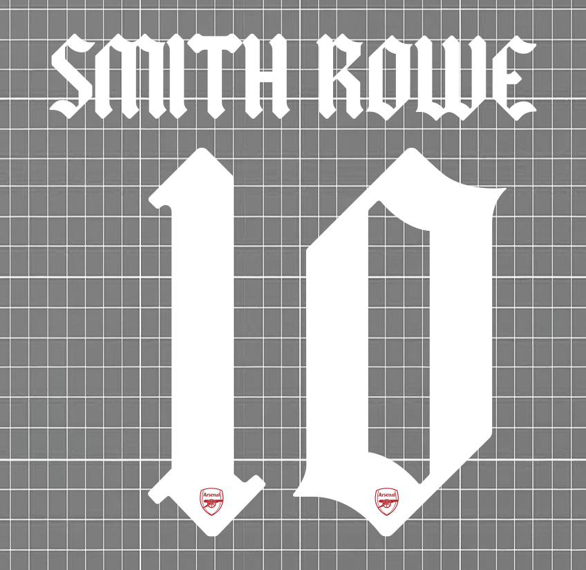 Smith Rowe #10 Arsenal 2020/21 Home European & Cup Nameset