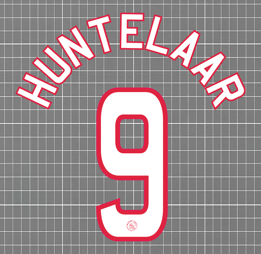 Huntelaar #9 Ajax 2006-08 Home Nameset Blockout HTV
