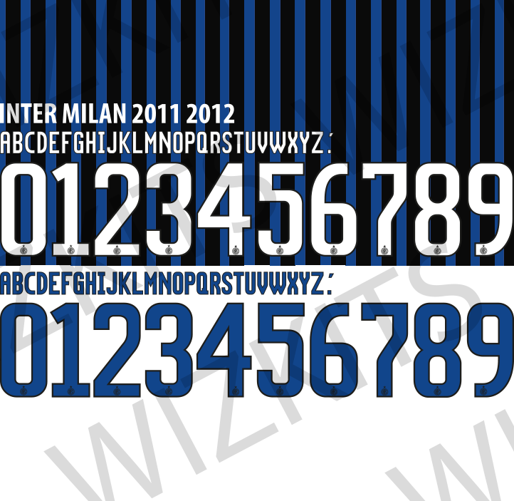 Inter Milan 2011/12 Custom Nameset Blockout HTV