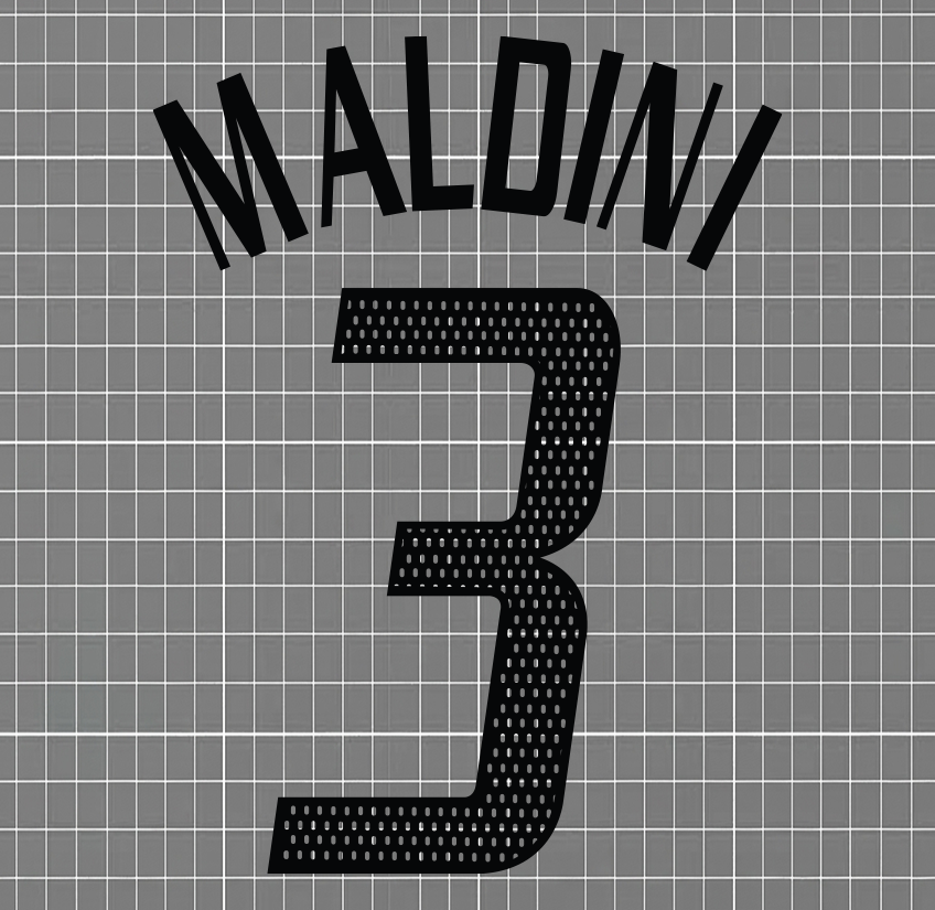 Maldini #3 AC Milan 2002-04 Away Nameset Blockout HTV