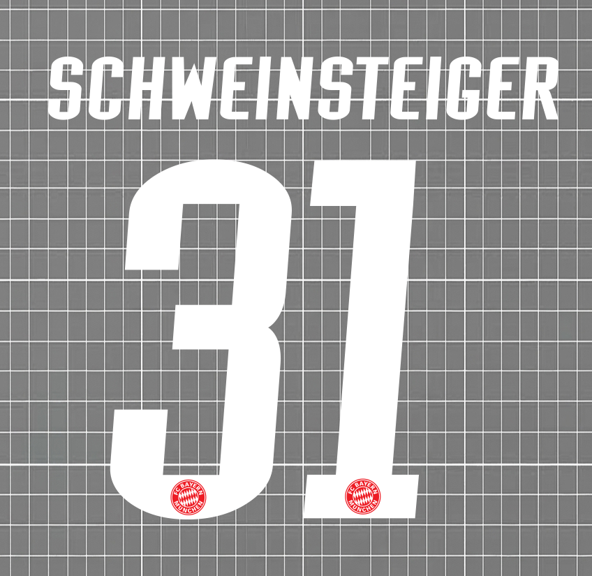 Schweinsteiger #31 Bayern München 2006/07 Nameset Blockout DTF