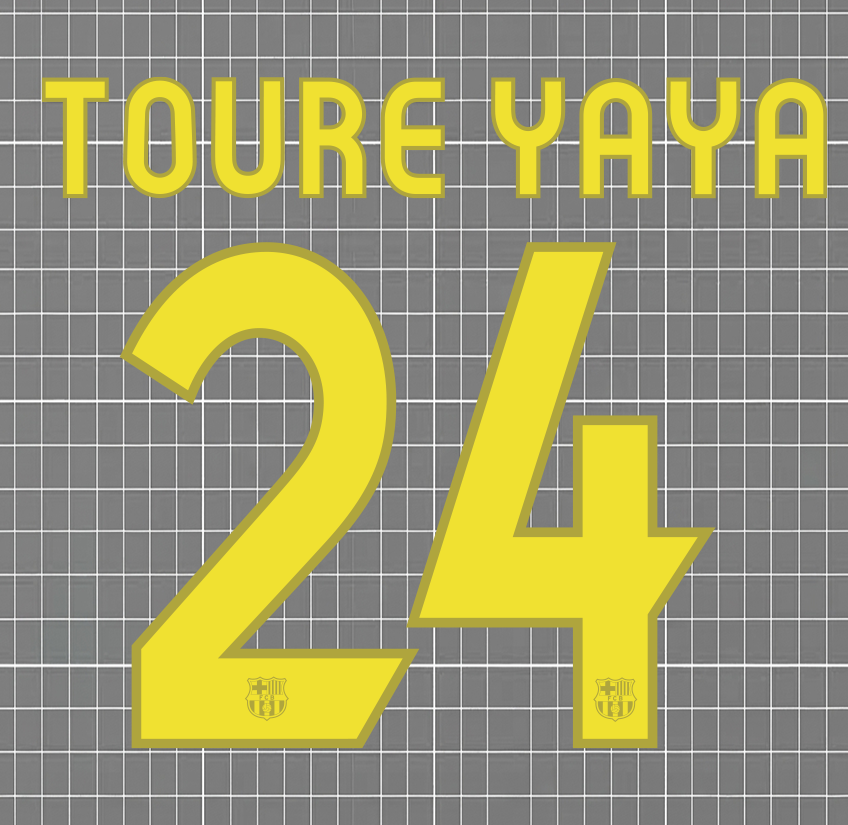 Yaya Touré #24 Barcelona 2007/08 Nameset Blockout HTV Home & Away