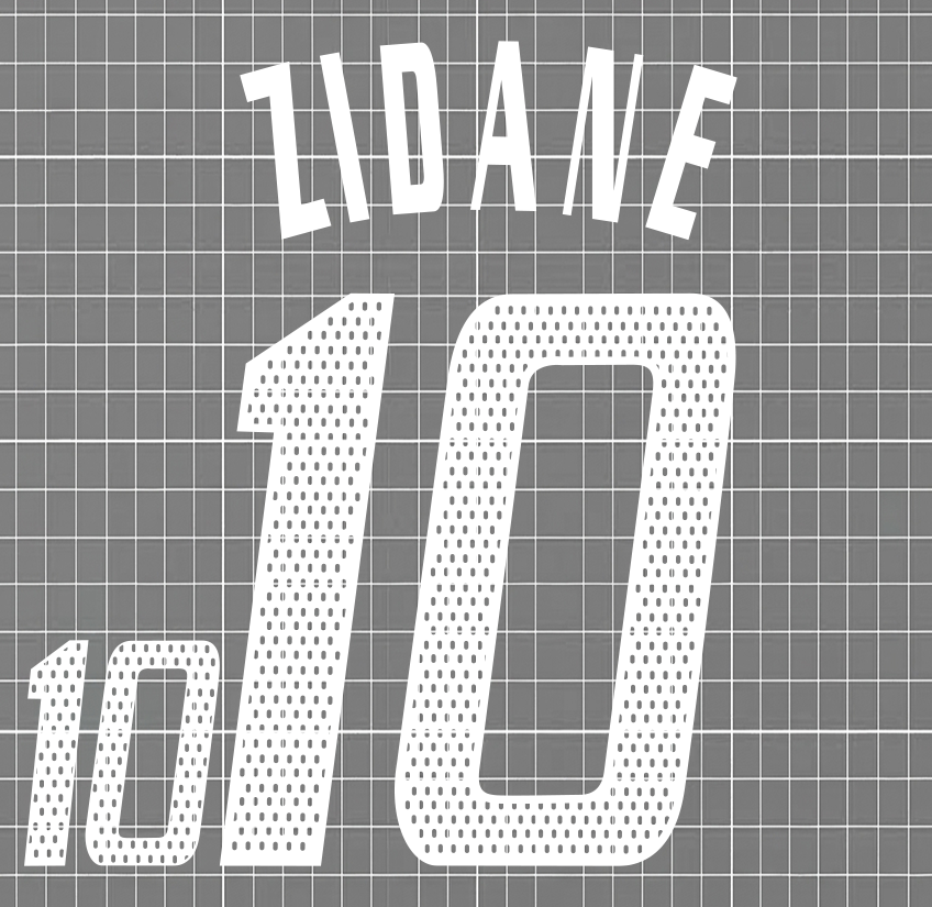 Zidane #10 France 2002 Home Nameset Blockout HTV